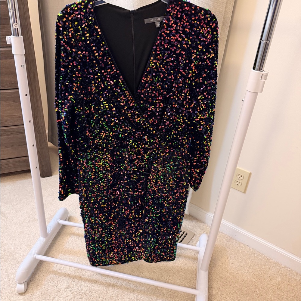 Julia Jordan Black Multicolor Sequin Dress